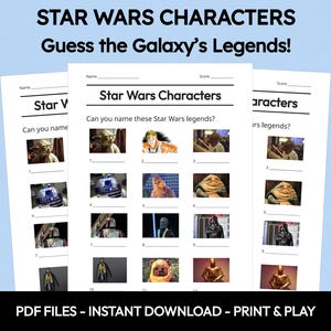 Star Wars Characters Picture Quiz: Printable Trivia Game (PDF Download