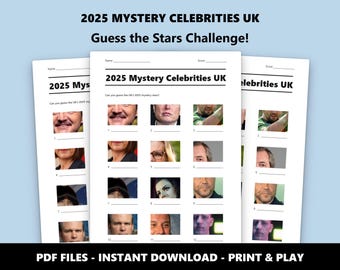 Test de imágenes de famosos misteriosos del Reino Unido 2025: divertido juego de fiesta para amigos y familiares (descarga instantánea en PDF)