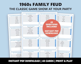 1960er Jahre Familienfehde: Partyspiel zum Ausdrucken (Instant PDF Download)