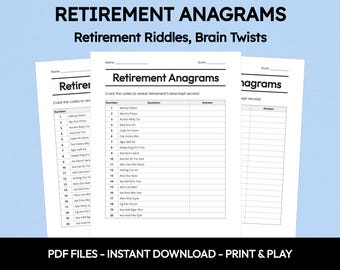 Retirement Anagrams Quiz: Printable Party Game (Instant Download)