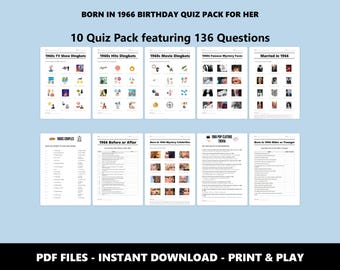 1966 Birthday Quiz Pack: 60th Birthday Trivia, 10 Games (Instant PDF Download)