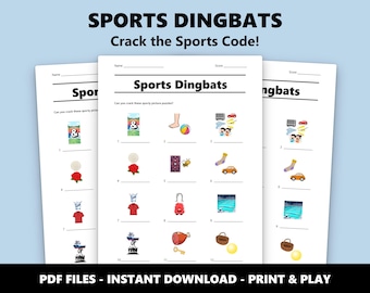 Sports Dingbats Picture Quiz: Fun Printable Game for Parties and Family Gatherings (Instant PDF Download)