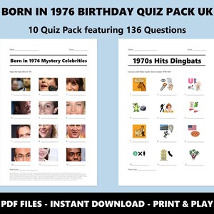 50th Birthday UK Quiz: Born in 1976 Trivia Bundle (Instant PDF Download) image 2
