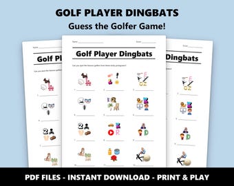 ゴルフプレイヤーの絵文字クイズ：パーティーやイベントで使える楽しい印刷可能なトリビアゲーム（PDFをすぐにダウンロード）