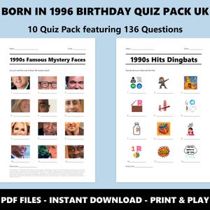 30e verjaardag UK Quiz Pack: Born in 1996 Trivia-bundel (directe pdf-download) afbeelding 2