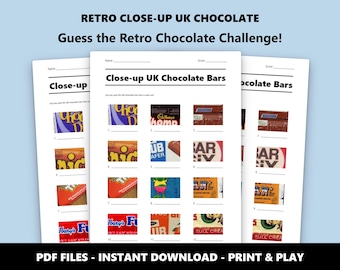 Close-up UK Chocolate Bars: Retro Chocolate Bar Quiz (Instant PDF Download)