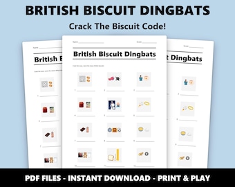 British Biscuit Dingbats Quiz: Druckbares Süßwaren Quiz (Instant Download)