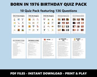 50th Birthday Quiz Pack: Born in 1976 Trivia Bundle (Instant PDF Download)