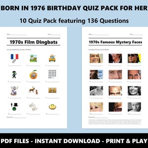 1976 Birthday Quiz Bundle For Her: 50th Birthday Trivia (Instant PDF Download) image 3