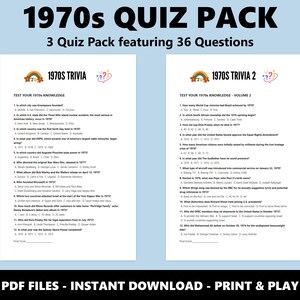Ensemble de quiz des années 1970 Quiz : questions sur les soirées anecdotes pour les fêtes et les événements (téléchargement PDF instantané) image 2
