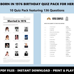 1976 Birthday Quiz Bundle For Her: 50th Birthday Trivia (Instant PDF Download) image 4