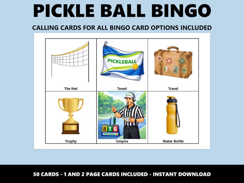 Pickle Ball Bingo: Pickleball Themed Bingo Game (Instant Download) image 4