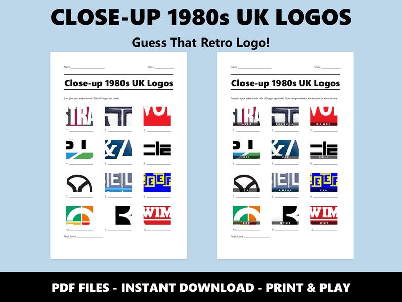 Quiz fotografico sui loghi britannici degli anni '80: gioco a quiz retrò (download in PDF) immagine 2