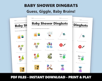 Babyshower-dingbatsquiz: Roliga bildgåtor (PDF-nedladdning direkt)