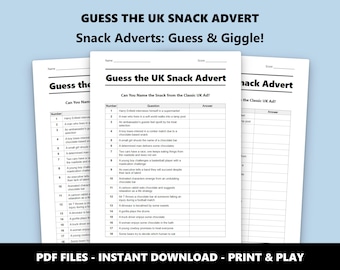 Gissa den brittiska snacksannonsen Trivia Quiz: Roligt partyspel för brittiska matälskare (Direkt PDF-nedladdning)
