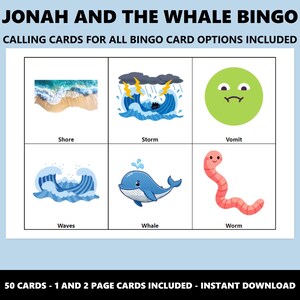 Jonah and the Whale Bingo: Bible Story Themed Bingo Game (Instant Download) image 4
