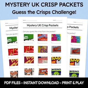 UK Crisp Packets Picture Quiz, afdrukbare trivia-game (direct downloaden) afbeelding 1