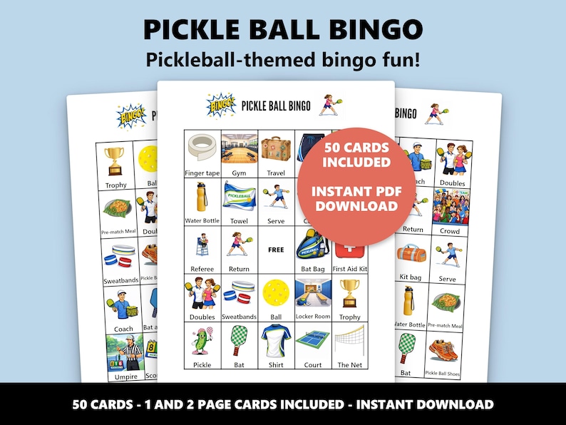 Pickle Ball Bingo: Pickleball Themed Bingo Game (Instant Download) image 1