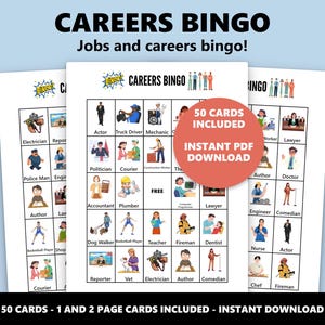 Careers Bingo: Jobs and Professions Bingo Game (Instant Download) image 1