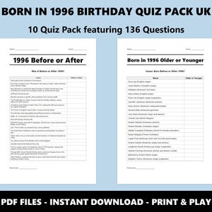30e verjaardag UK Quiz Pack: Born in 1996 Trivia-bundel (directe pdf-download) afbeelding 6