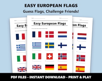 European Flags Quiz: Printable Trivia Game for Kids (Instant PDF Download)