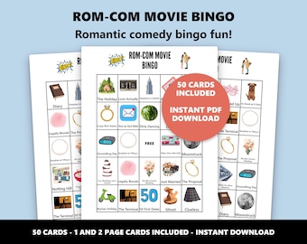 Rom-Com Movie Bingo: Romantische Komödie, Film Bingo Spiel (Instant Download)