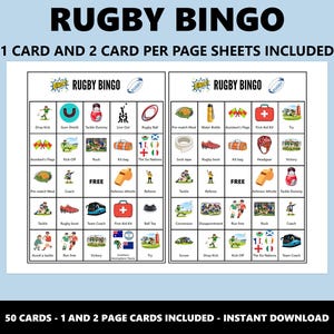 Rugbybingospel: 50 unieke kaarten (directe download) afbeelding 2