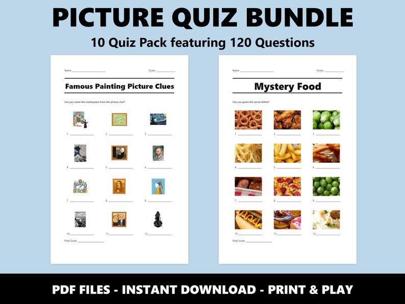 Picture Quiz Bundle: 10 Visual Trivia Games (instant PDF Download) - Etsy