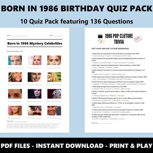 40th Birthday Quiz Pack: Born in 1986 Trivia Bundle (Instant PDF Download) image 4