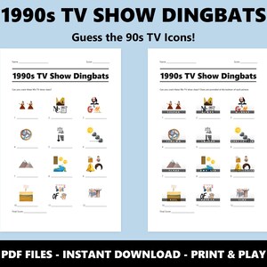 1990s TV Show Dingbats Quiz: Printable Trivia Game (Instant PDF Download) image 2