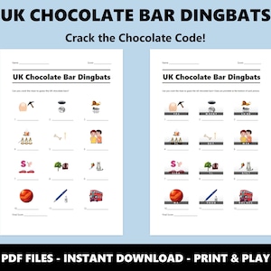 Cuestionario de símbolos de barras de chocolate del Reino Unido: Juego familiar imprimible (descarga instantánea en PDF) imagen 2
