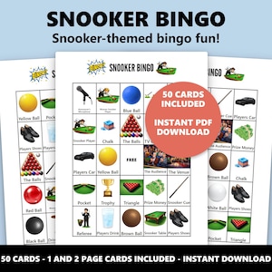 Snooker Bingo Game: Themed Party Activity (Instant Download) image 1