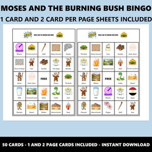 Moses och den brinnande busken Bingo: Bingospel med bibelberättelsetema (Direkt nedladdning) bild 4