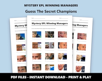 プレミアリーグ優勝監督写真クイズ：サッカートリビアゲーム（PDF即時ダウンロード）