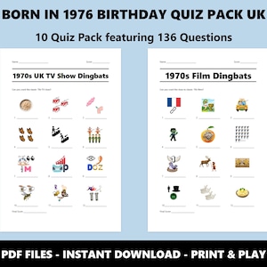 50th Birthday UK Quiz: Born in 1976 Trivia Bundle (Instant PDF Download) image 3