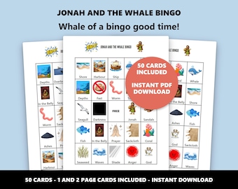 Jonah and the Whale Bingo: Bible Story Themed Bingo Game (Instant Download)
