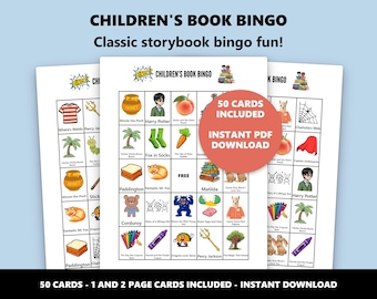 Kinderbuch-Bingo: Klassische Geschichten unter dem Bingo-Spiel (Instant Download)