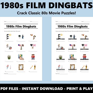 1980s Film Dingbats Picture Quiz: Fun Movie Night Trivia Game for Adults and Teens (Instant PDF Download) image 2