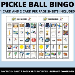 Pickle Ball Bingo: Pickleball Themed Bingo Game (Instant Download) image 2