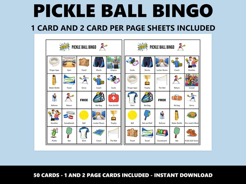 Pickle Ball Bingo: Pickleball Themed Bingo Game (Instant Download) image 2