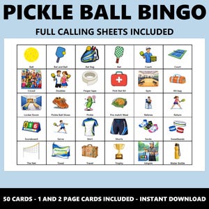 Pickle Ball Bingo: Pickleball Themed Bingo Game (Instant Download) image 3