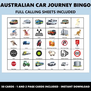 Bingo de viaje en coche por Australia: Juego de bingo para viajes por carretera en familia (Descarga instantánea) imagen 3