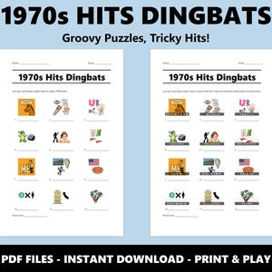 1970-talets hits Dingbats Bildquiz: Roligt musikquiz för fester (Direkt PDF-nedladdning) bild 2