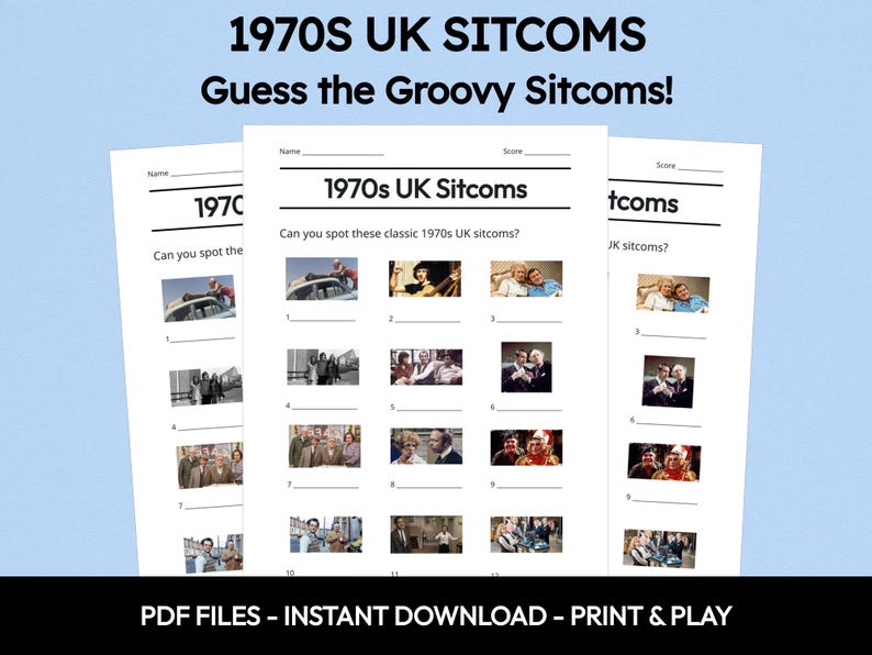 1970s UK Sitcoms Picture Quiz, Printable Trivia (Instant Download) image 1