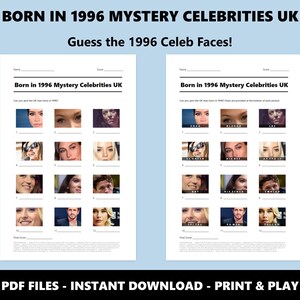 Jahrgang 1996 Mystery Stars UK Bild Quiz: Geburtstagsquiz zum 30. Geburtstag für Partys oder Familienspaß (Instant PDF Download) Bild 2