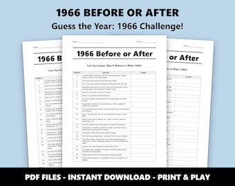 1966 Before or After Trivia Quiz: Fun 60th Party Game (Instant PDF Download)