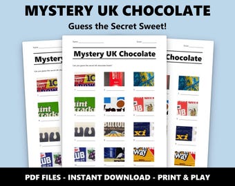 Mystery UK Chocolate Picture Quiz: Fun Trivia Game for Parties and Family Nights (Instant PDF Download)
