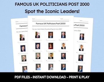 UK Politicians Picture Quiz: Post-2000 Trivia Game (PDF Download)