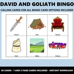 Bingo de David y Goliat: Juego de bingo con temática bíblica (Descarga instantánea) imagen 4