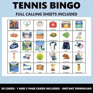 Tennis Bingo Cards: Tennis Themed Party Game (Instant Download) image 3